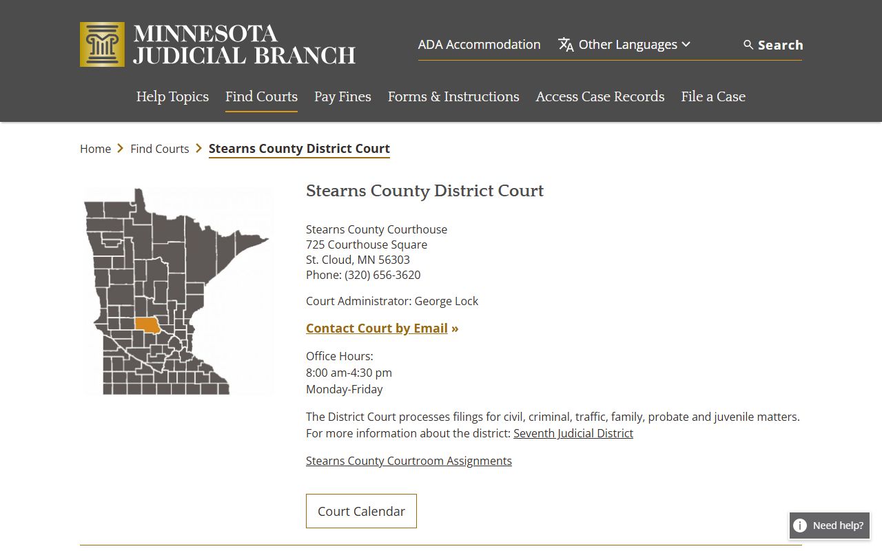 Saint Cloud court docket records - Stearns County District Court